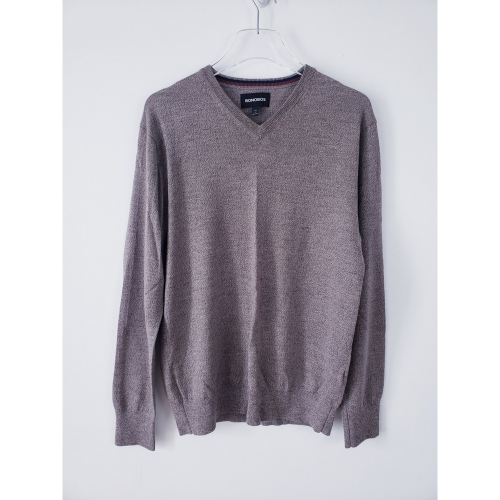 Bonobos Sweater Browne‎ Extra Fine Merino Wool V-Neck Slim Mens Size Large